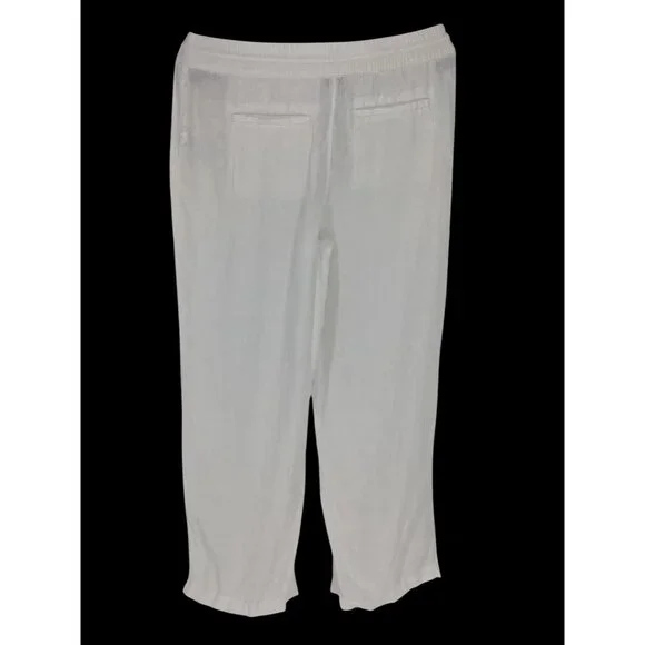 Athleta Cabo Linen Wide Leg Pant Calla Lily White Size 6  With Elastic Waist - Picture 6 of 10